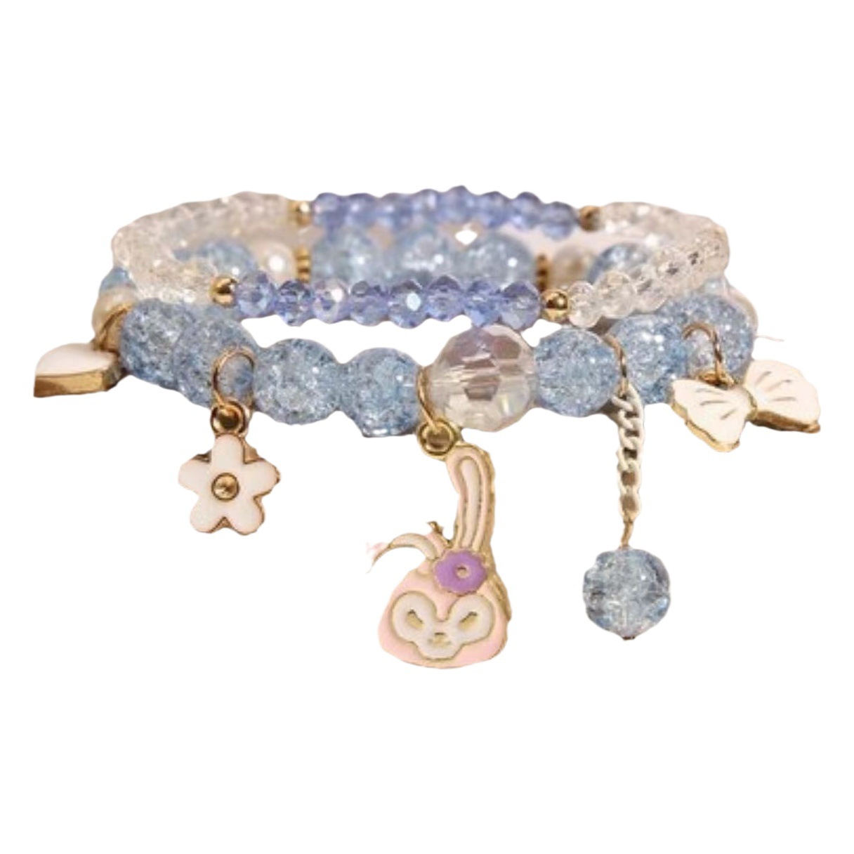 Lindo conejo pulsera de los niños princesa femenina pequeña niña cuentas cristal estudiante estilo coreano novias hermanas pulsera joyería