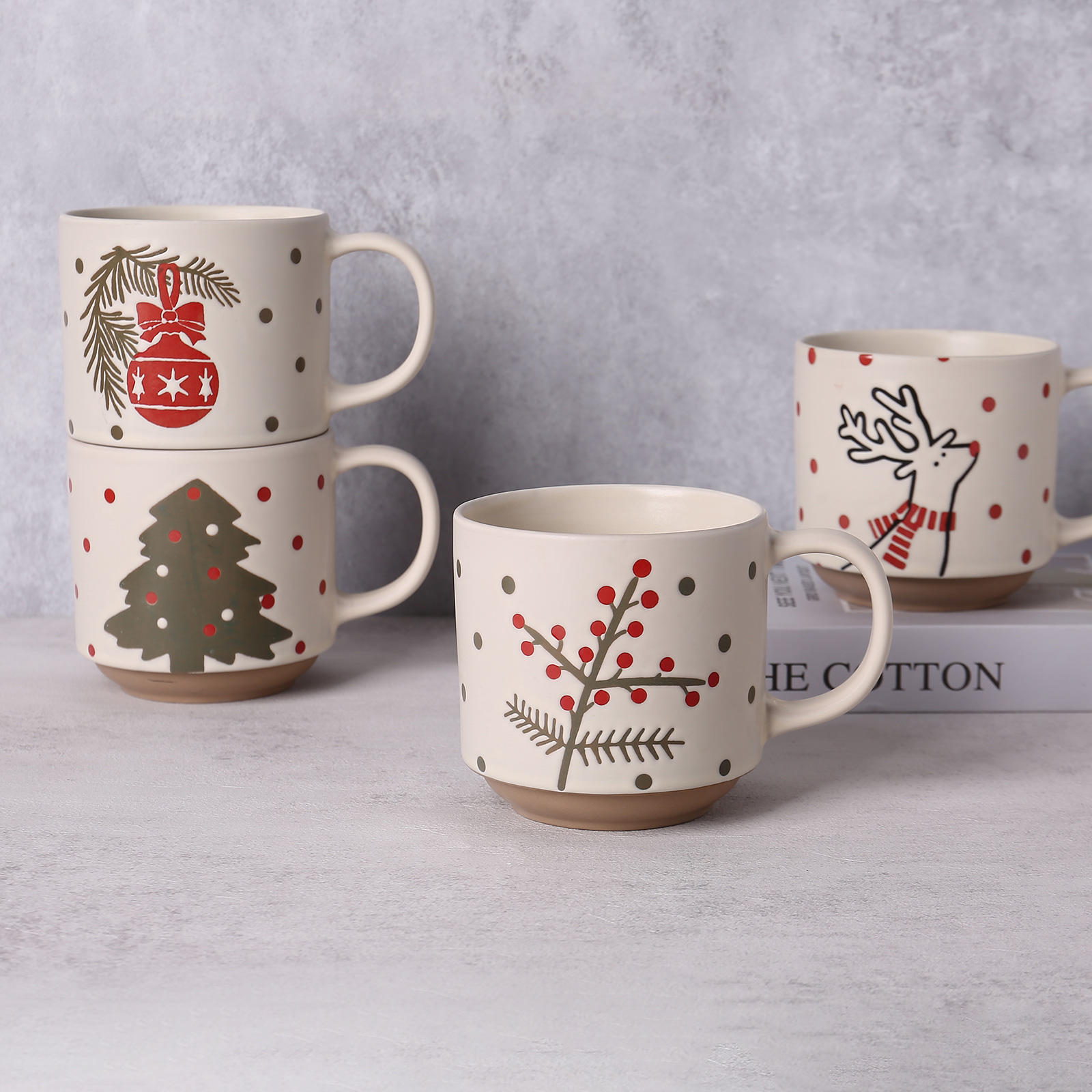 Taza de café de Navidad taza de cerámica merryVintageChristmasCupCeramicmug taza lujosa