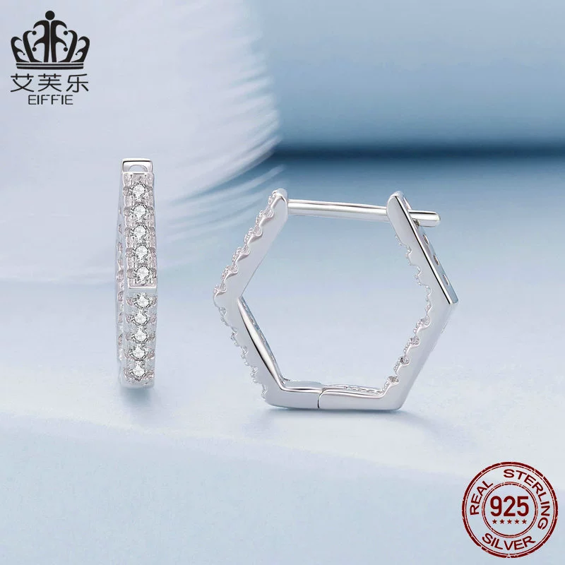 艾芙乐 Genuine earrings, platinum accessory, simple and elegant design, silver 925 sample