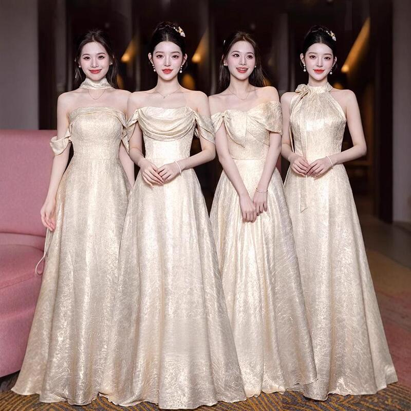 Champagne-Colored Bridesmaid Dresses 2026 New French-Style Annual Party Niche Jacquard Gold-Gilded Sister Dresses Bridesmaid Group Gown Champagne-Colored Bridesmaid Dresses 2026 New French-Style Annual Party Niche Jacquard Gold-Gilded Sister Dresses Bridesmaid Group Gown