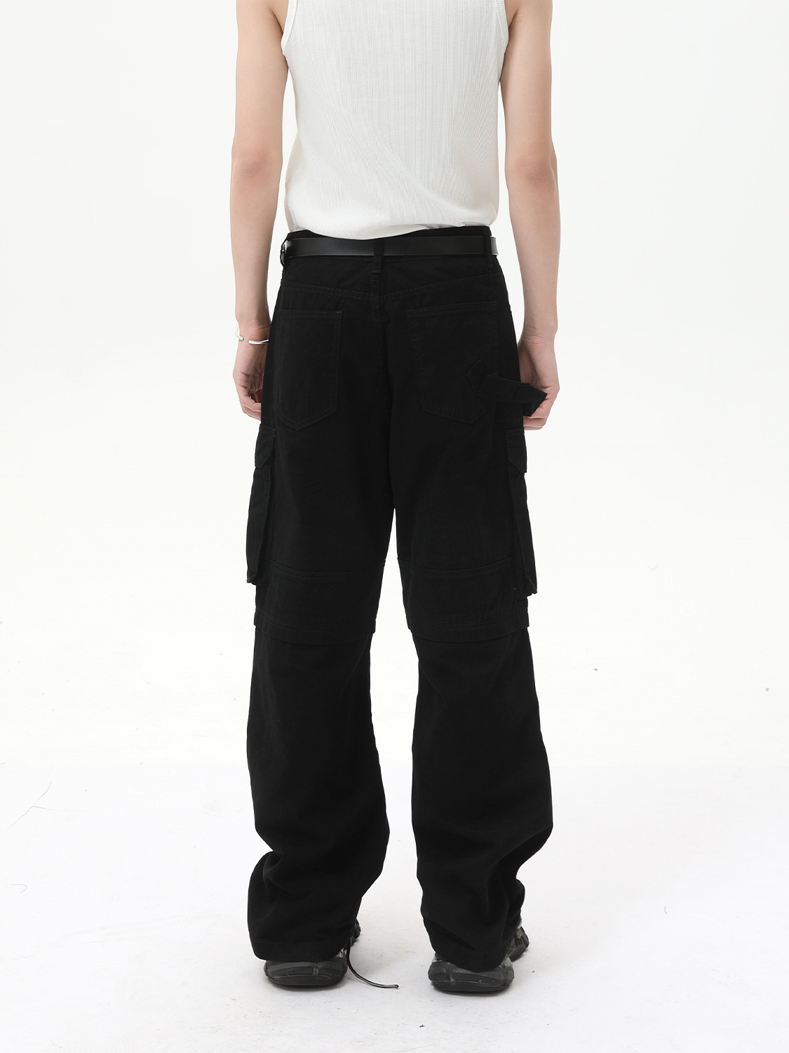 MTLCLOTHES Ropa de hombre | Vaqueros de trabajo sueltos de algodón de todo fósforo recto de color sólido de bolsillo grande de la calle casual