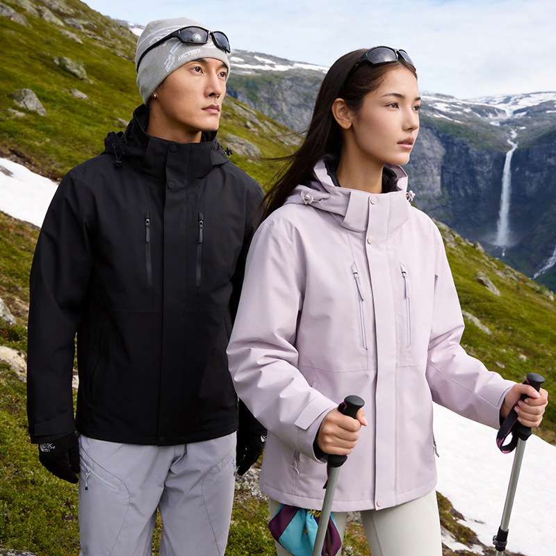 Couple's 3-in-1 Waterproof and Breathable Outdoor Jacket, Can Be Paired with Fleece and down Inner Layers, Customizable Logo