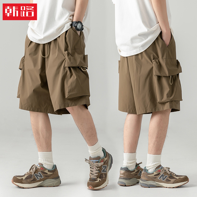 Korean-Style Men's Clothing, Functional Style Large Pocket Work Shorts, Men's Summer Outdoor Trendy Brand Loose-Fitting Five-Point Pants Korean-Style Men's Clothing, Functional Style Large Pocket Work Shorts, Men's Summer Outdoor Trendy Brand Loose-Fitting Five-Point Pants