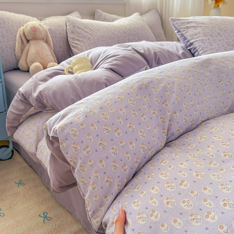 Cama de clase A ultra suave para madres y bebés con cuatro piezas de algodón puro desnudo para dormir sábanas de doble hilo cubierta dormitorio con tres y cuatro piezas