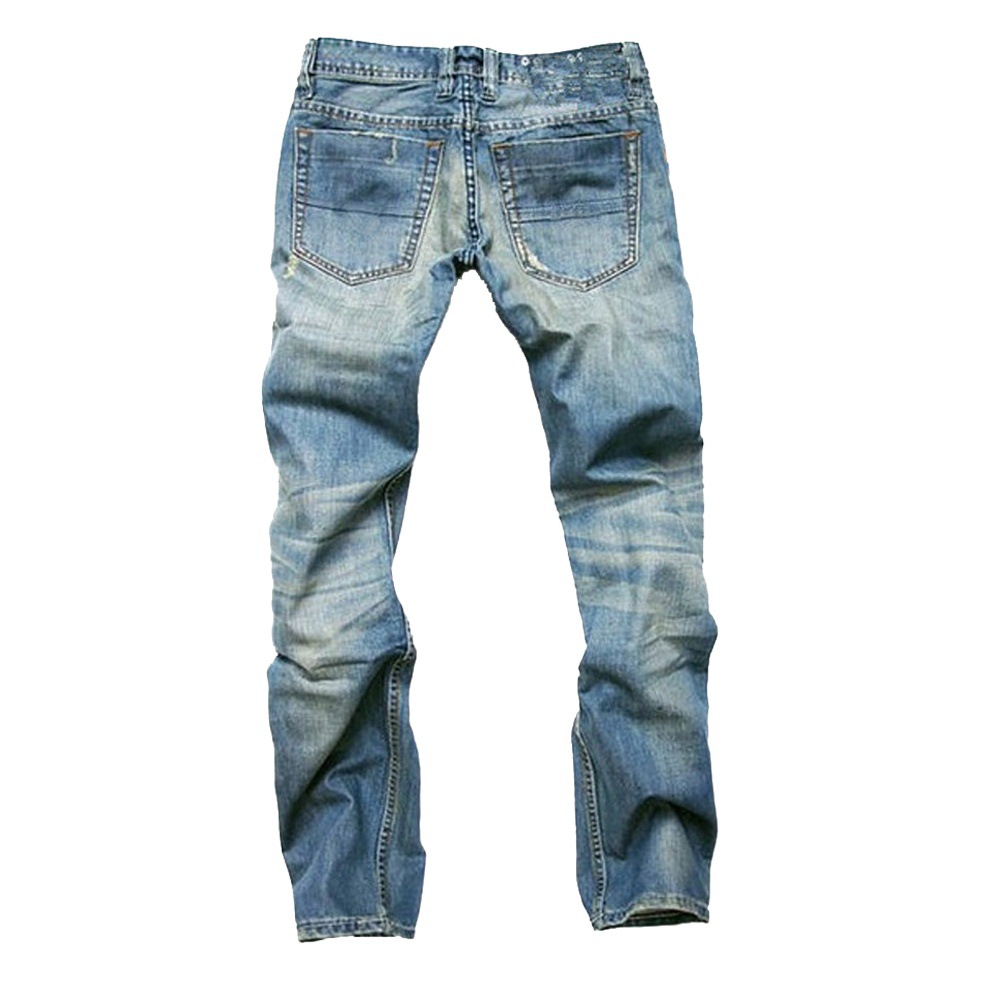 El comercio exterior de Los Hombres rasgados nostálgicos jeans azul claro recto Delgado Botón de los hombres de Europa y América jeans 8873