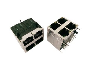 Plug-in with light RJ45 socket four holes, light-emitting pin RJ45 socket four holes, LED mesh RJ45 female seat