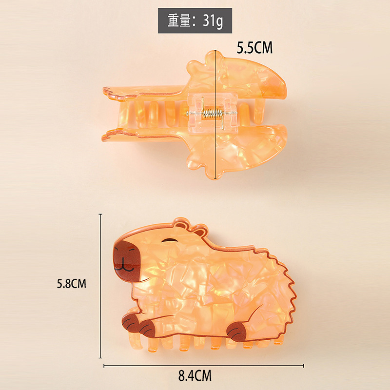 卡皮巴拉抓夹少女可爱卡通水豚发夹热门跨境款热销仿醋酸百搭发夹|undefined