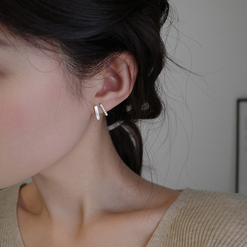 S925 aguja de plata Corea del Sur doble capa pendientes de fritillary nicho diseño luz de lujo de moda de cercanías pendientes de estilo frío pendientes