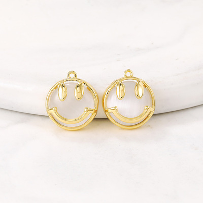 厂家批发半成品饰品配件材料金属猫眼石圆形吊坠diy项链耳环坠子|ms