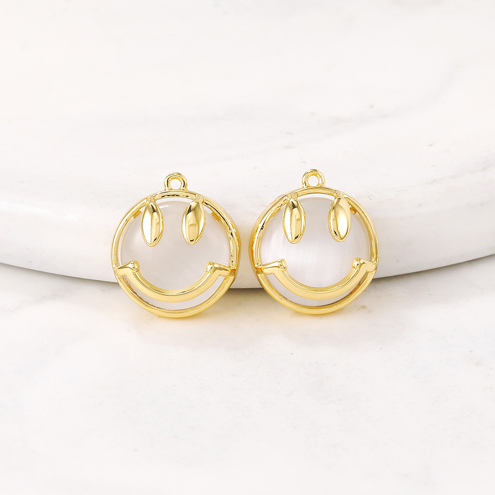 厂家批发半成品饰品配件材料金属猫眼石圆形吊坠diy项链耳环坠子|ms