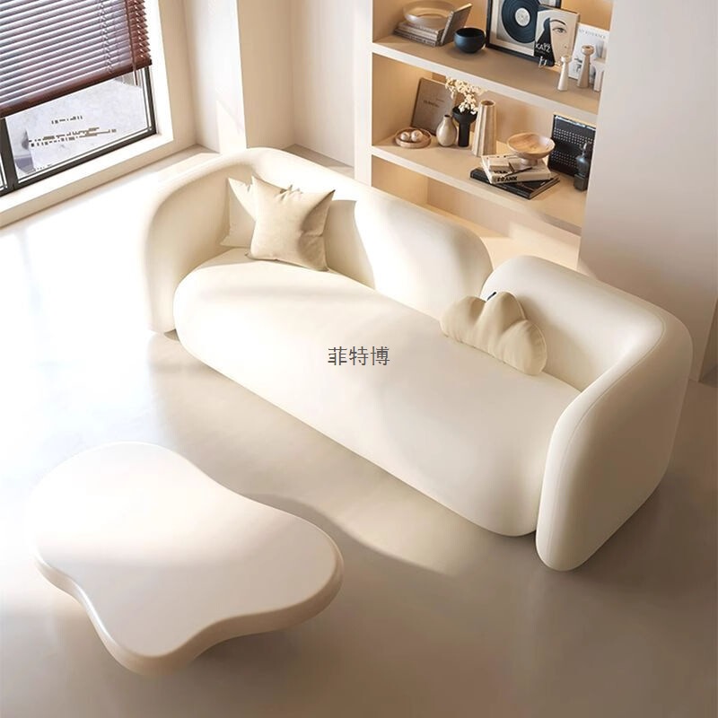 ネットセレブソファ 小規模衣料品店 美容室 写真スタジオ レストランエリア 受付商談 クリーム系B&B 猫スクラッチレザー|undefined