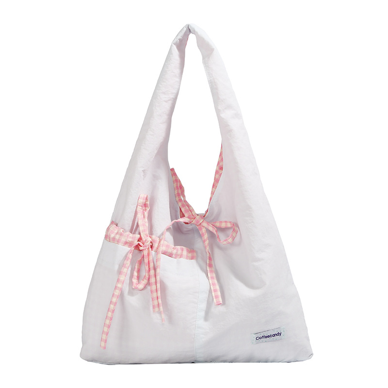 Verano nuevo estilo coreano bolso de tote fresco de lazo bolso de nylon bolso diario de gran capacidad bolso de viaje de estilo de mujer