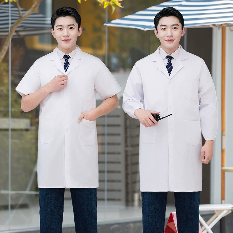 Белый халат с длинными рукавами Медицинский костюм осенний и зимний толстый мужской врач костюм медсестры экспериментальный костюм с короткими рукавами студенческий комбинезон