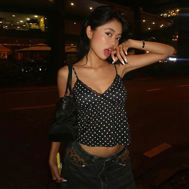 European and American Hot-Selling Thin Lace-Trimmed Camisole 2026 Spring New Fashion Spicy Girl Printed Tank Top Wholesale