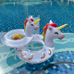Rainbow Unicorn Inflatable Adult Swimming Ring Sitting Ring Thickened Underarm Swim Ring PVC Glitter Life Ring Wholesale
