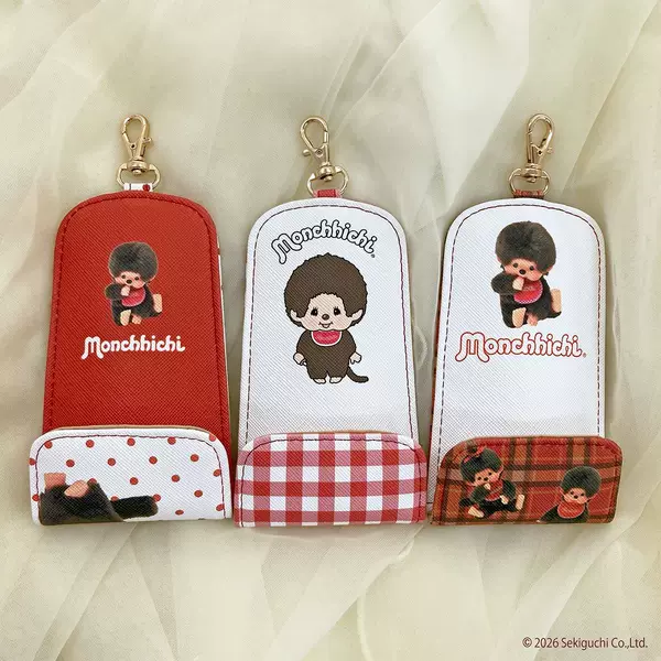 In-Stock Japanese-Style Cartoon Cute Monchhichi Multifunctional Waist-Hanging Retractable Keychain Car Key Case Protective Cover