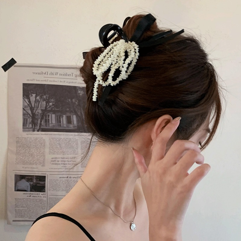 Grampo de cabelo estilo coreano, grampo de cabelo estilo francês, borla, pérola, grampo de cabelo feminino, grampo de tubarão, acessórios elegantes para cabelo_voghion.com