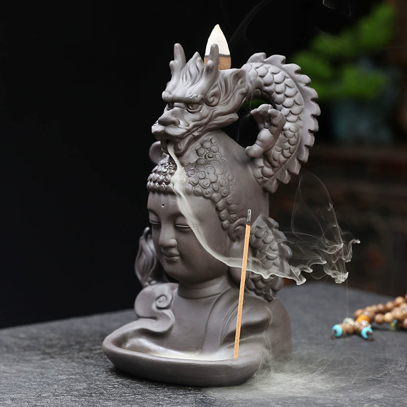 Обратный курильница для аромапалочек (Aoki Dragon Cloud Buddha), цзиша — пурпурный песок, керамика, дракон