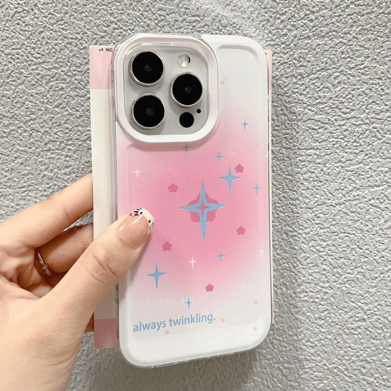 Чехол для iPhone Sfumato (совместим с 12–17 сериями), прозрачный с узором звёзд, точные вырезы под камеру
