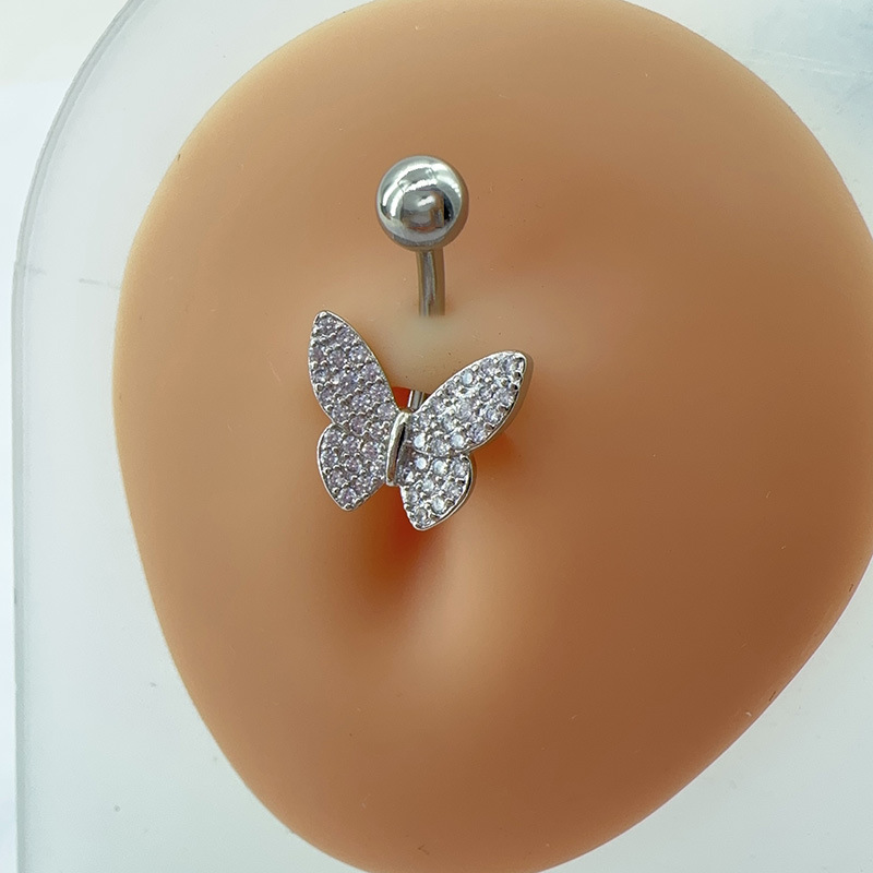Piercing ombelico farfalla con zirconi e strass elegante_voghion.com