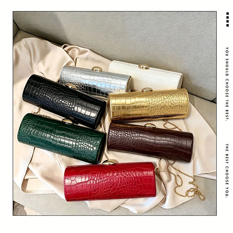 Autumn and Winter Warm Brown Crocodile Pattern Long Baguette Bag Clutch Bag Trendy Biker Dating Party Alias Bag Autumn and Winter Warm Brown Crocodile Pattern Long Baguette Bag Clutch Bag Trendy Biker Dating Party Alias Bag