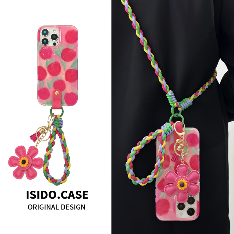 Spring ins brillo tulipanes para iphone15 diagonal 16ProMax funda para teléfono 13 Apple 14P femenino 16