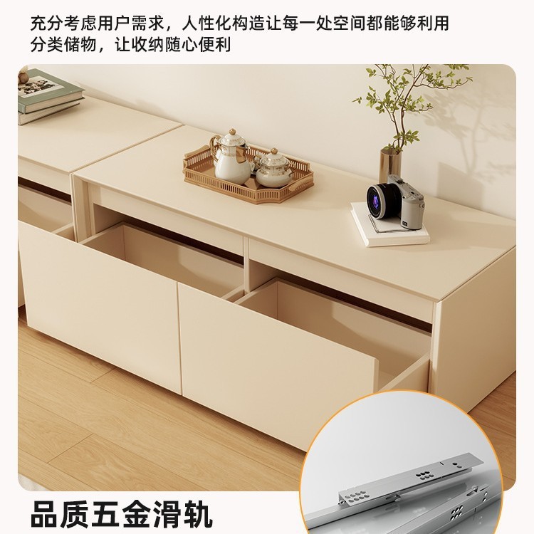 电视柜客厅现代简约小户型奶油风落地收纳柜家用储物一体电视机柜|undefined
