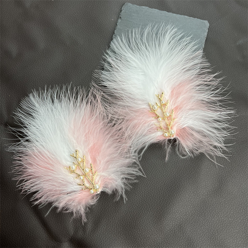 Tocado de plumas horquilla Mori Hada clip lateral chica estudiante Hanfu accesorios para el cabello Internet celebridad Hada piel horquilla al por mayor