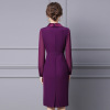 Purple long sleeve waist closing thin skirt 2022 new spring dress