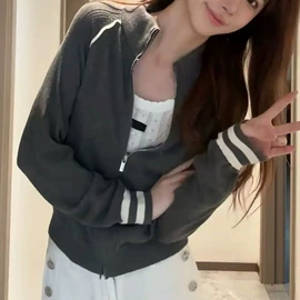 女式针织衫;上衣;毛衣