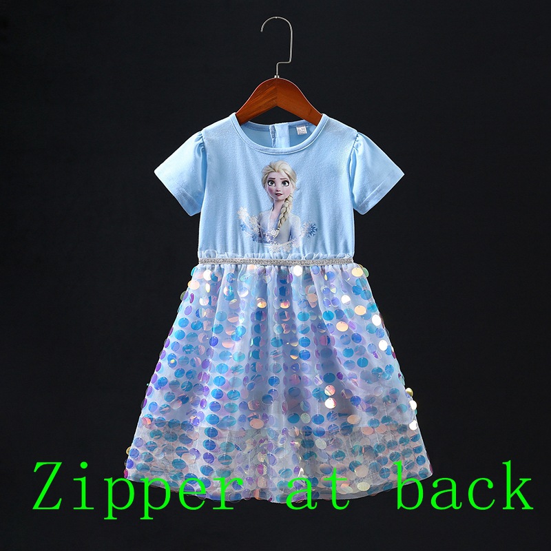 Ropa para niños Comercio exterior Nuevo vestido congelado verano estilo occidental Aisha falda Aisha manga corta Niña princesa vestido