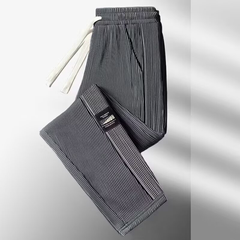 Shirt Less Clothing Summer Thin Ice Silk Breathable Wide Leg Pants Loose Dosing Men's Casual Pants Fashionable Straight Trouser Pants