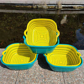 网红两件套洗菜篮厨房双层沥水篮水果蔬菜镂空沥水筐家用洗菜盆