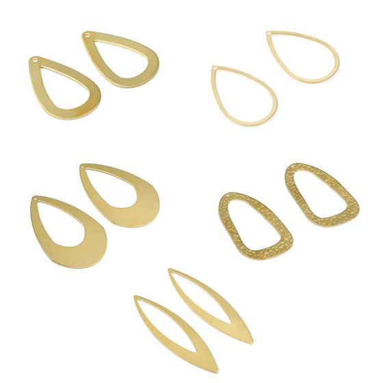 Simple European and American Style Oval Drop Shaped Brass Cutting DIY Accessories Handmade Material Earrings Necklace Pendant