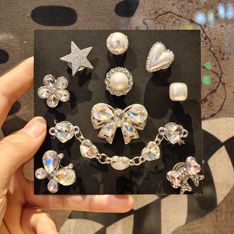 Suitable for Crocs Crocs Accessories Diamond Chain Shoes Flower-Like Decorative Accessories Jewelry for Women