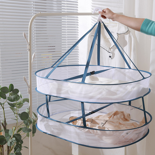 New rectangular clothes drying basket with a collar, sweater and linen clothes drying basket, multi-purpose clothes drying net pocket, foldable clothes drying net