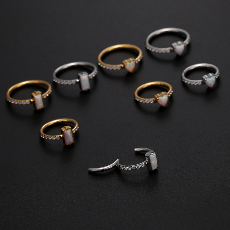 18K Real Gold Plated Plating Material Zircon Inlay Material 1 Piece Simple Style Heart Shape Stainless Steel Inlaid Zircon Nose Ring