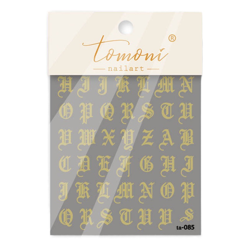 Estilo japonés de uñas gótico carta de oro palabra romana tridimensional de oro y plata en polvo de alivio pegatina de uñas 3D pegatina hueco Retro