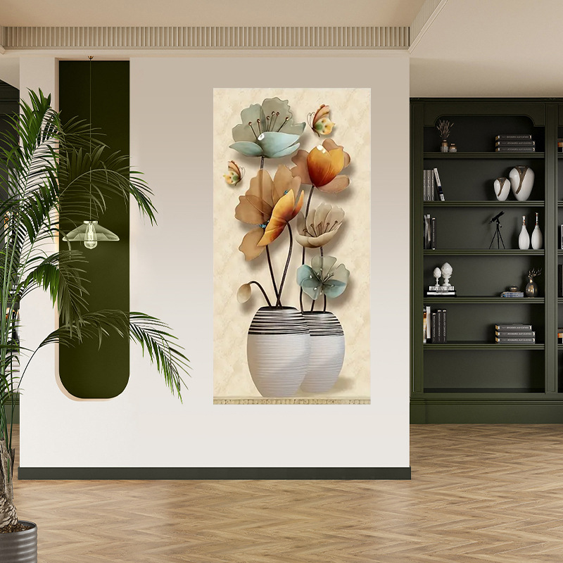 Vintage Butterfly and Flower Pot Oil Painting (2).jpg