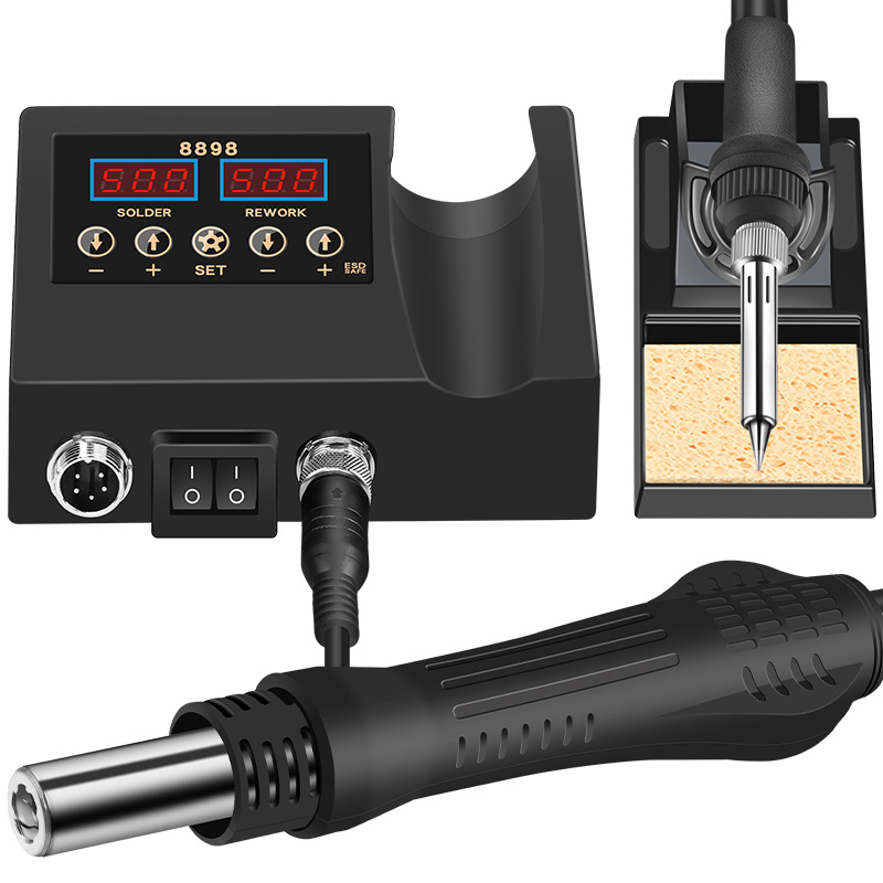 跨境严选8898二合一便携式焊台电烙铁热风枪焊接机维修焊接焊台