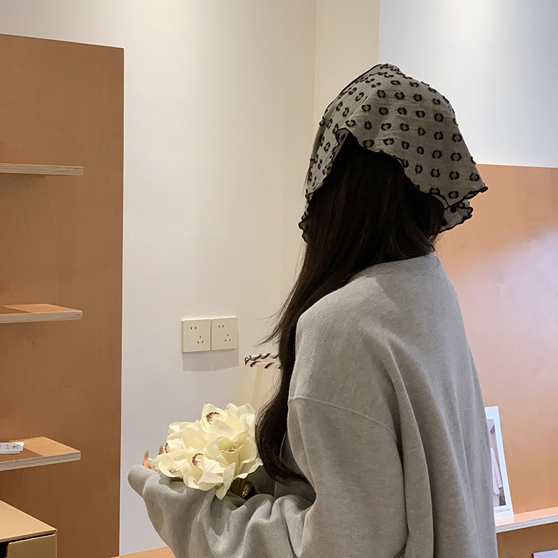 Turbante de mujer pastoral viento de verano nuevo collar de cuello de moda bufandas de punto de onda personalidad bufandas de triángulo de punto correa de cabello atada correa de cabello