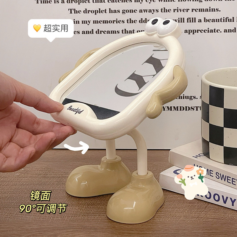Espejo de maquillaje de escritorio de pie pequeño lindo dormitorio de escritorio doméstico dormitorio de maquillaje de maquillaje de alta definición espejo pequeño