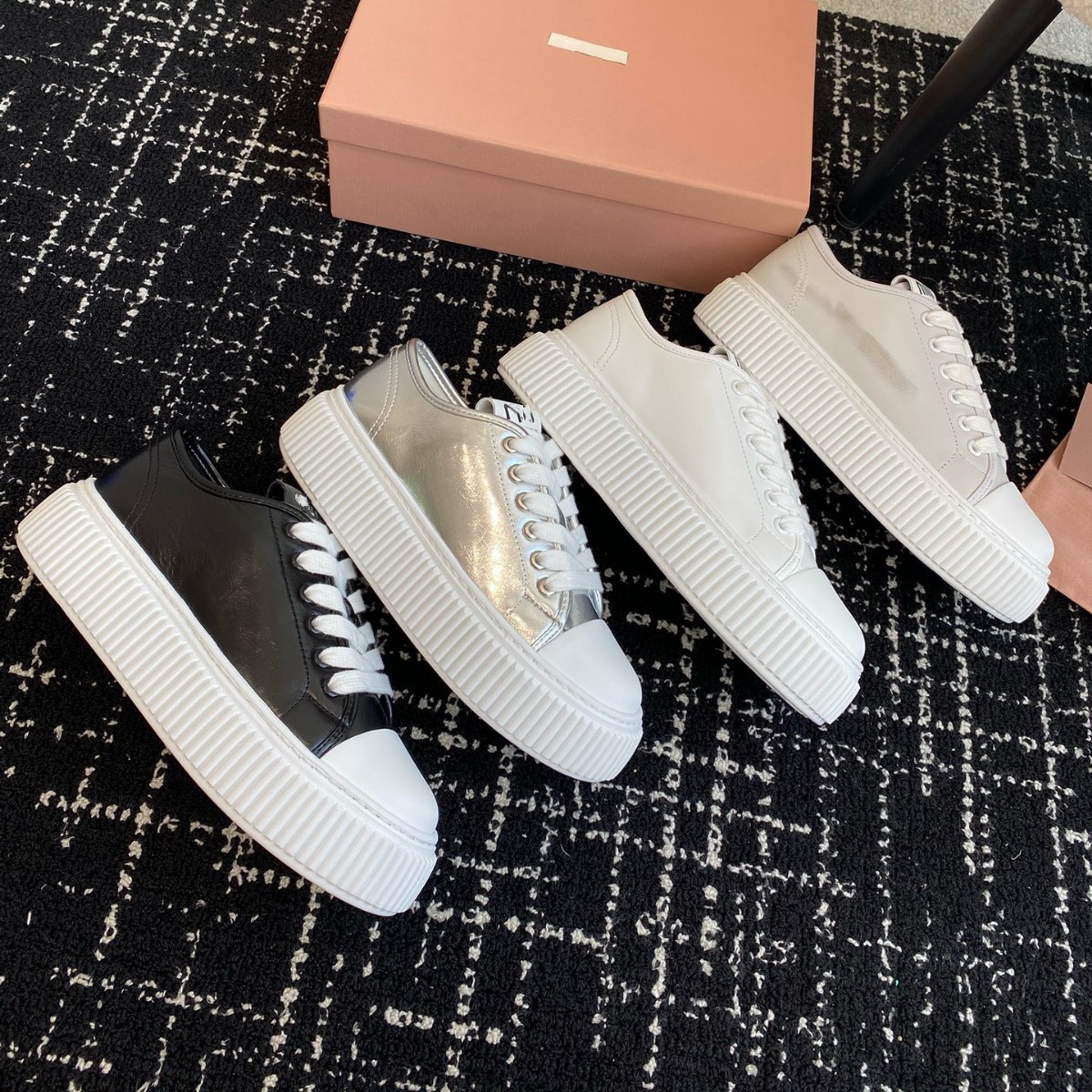 Summer universal white sneakers platform flat, spring 2026 collection, women's style, genuine leather