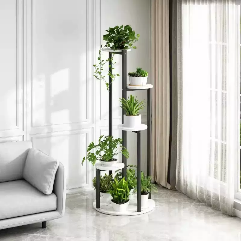 花架子客厅落地式奶油风室内多层铁艺花架展示架阳台花盆架置物架