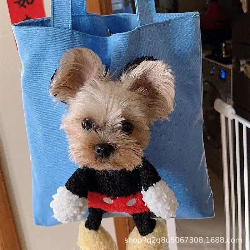 露出する顔の犬や猫用バッグ、抖音ペット外出用ミッキーバッグ、面白くて可愛いバッグ、DIY人形ペットバッグ|undefined