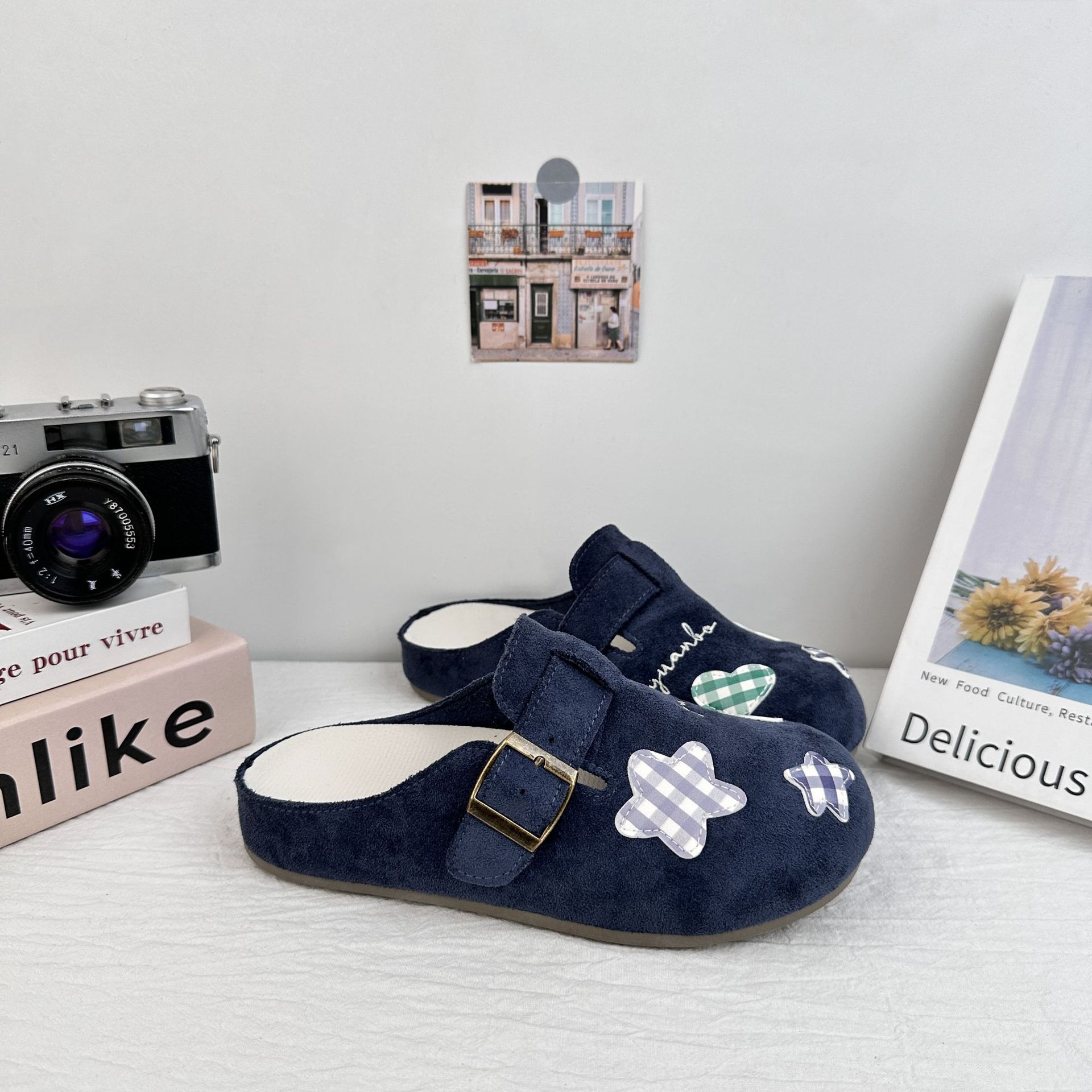 Far Wave Boken Shoes Baotou Semi-pantuflas para mujer 2025 verano nuevo estilo todo-fósforo ligero de un pie zapatos perezosos en nombre del cabello