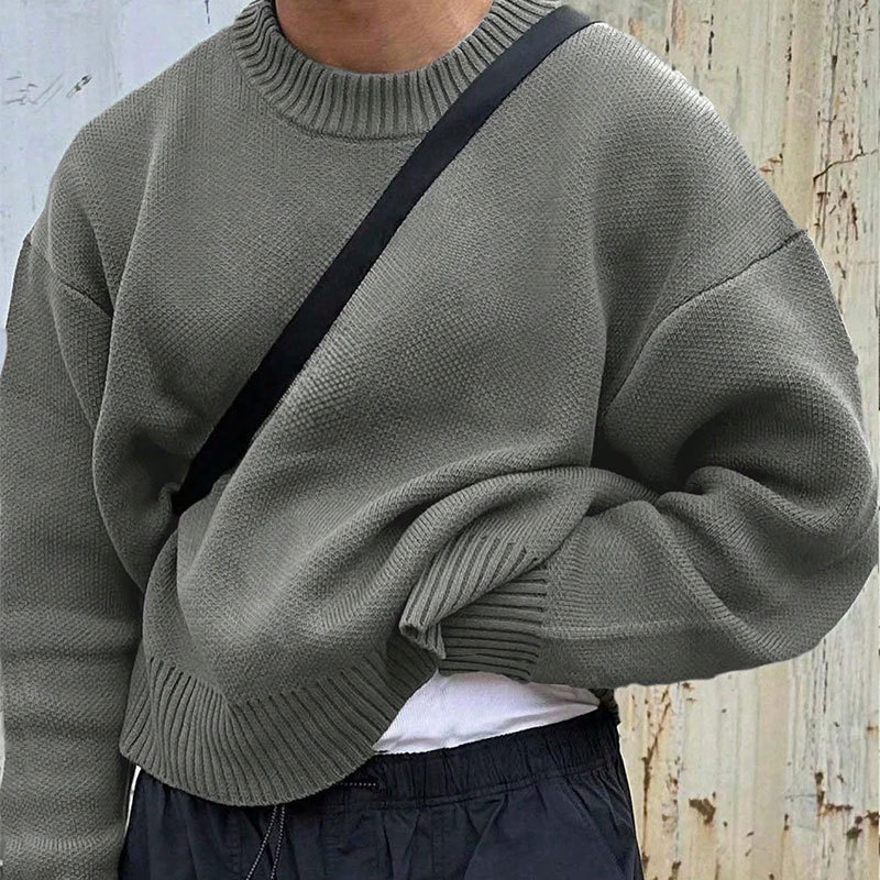 Andrei | Original Trendy Brand Solid Color Simple Sweater for Men 2025 New Round Neck Pullover Korean Style Long-Sleeve Knitwear