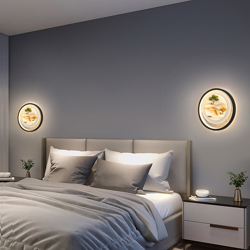 2023 nueva lámpara de pared dormitorio cabecera lámpara de fondo sala de estar lámpara de pintura de pared escalera lujosa decoración creativa lámpara de habitación