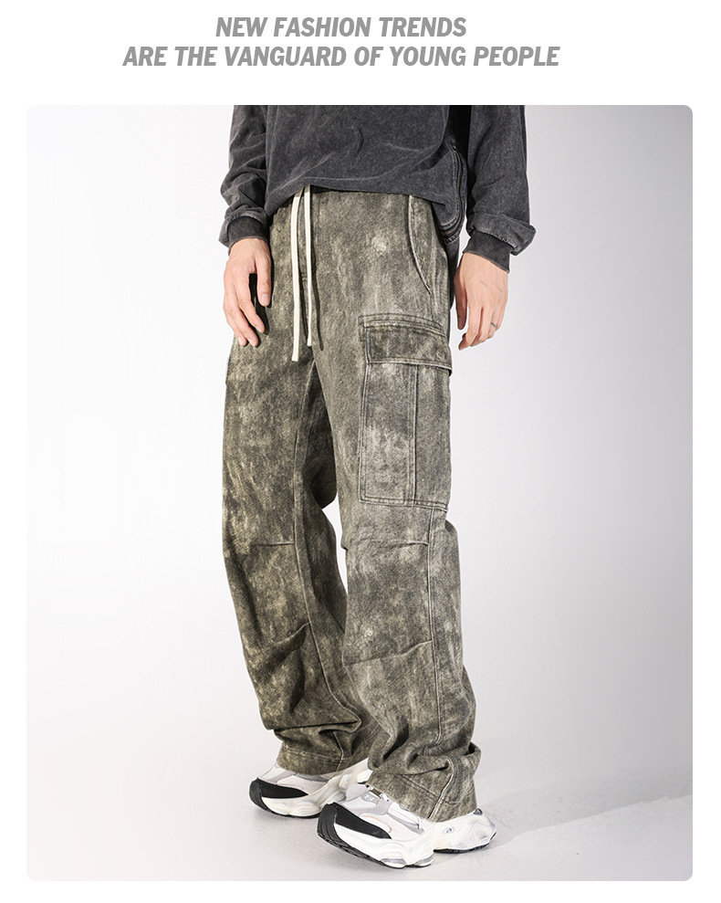 Herrenbekleidung Retro Fallschirmjägerhose Wasteland Style Arbeitskleidung Lockere Multi-Pocket-Hose Herrenhose_voghion.com
