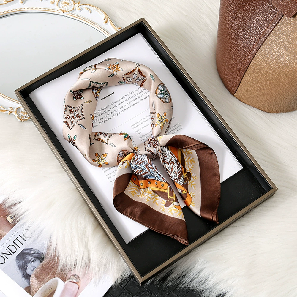 Корейский стиль, модный универсальный модный цветочный 70% шелковый квадратный шарф, шейный платок, высококачественный шарф в горошек, оптовая продажа